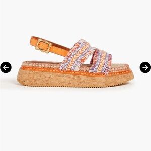 Zimmermann Women's Orange Braided Cord Slingback Platform Sandals size 38